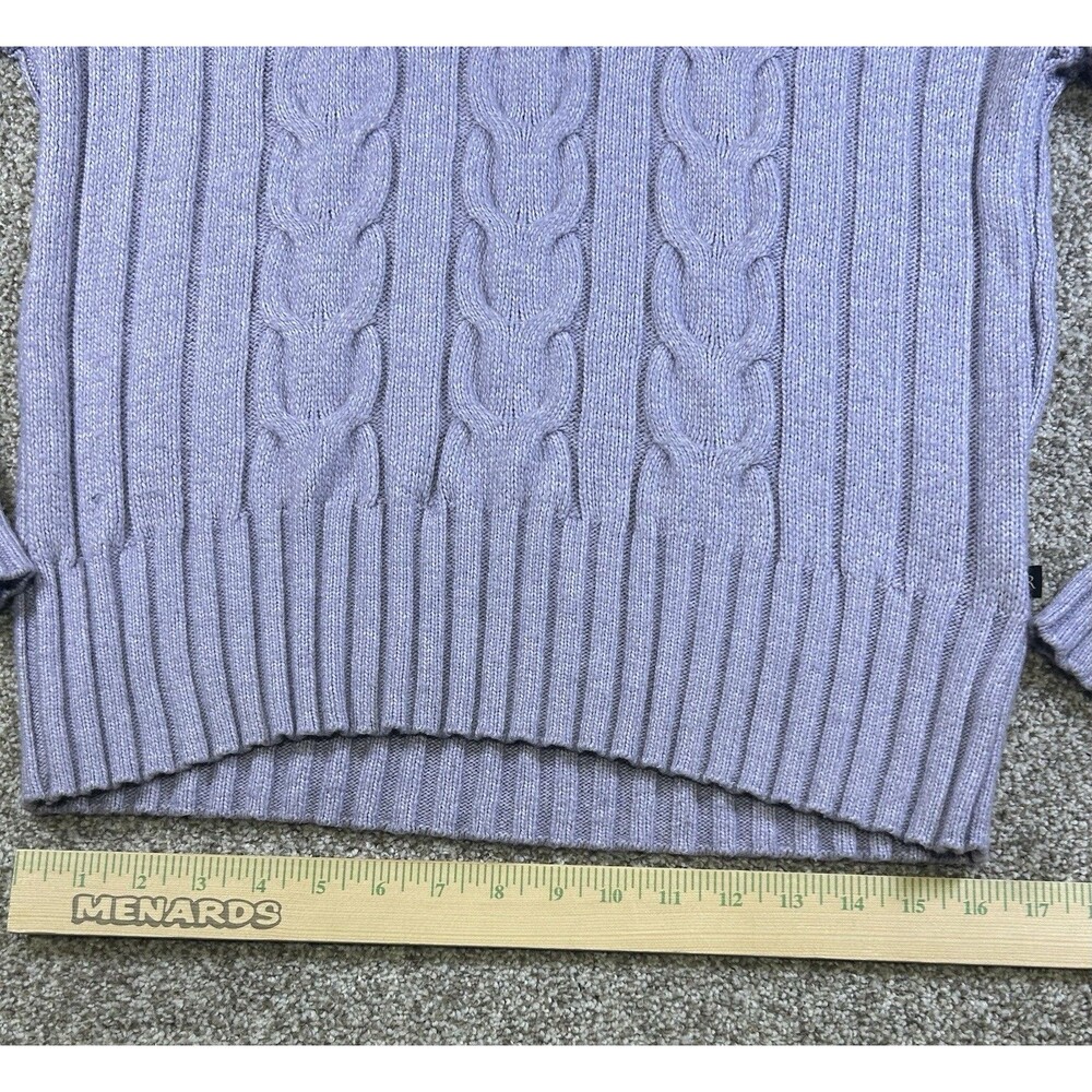 Banana Republic Sweater Womens Medium Purple Lavender Cable Knit Crew Neck - Picture 3 of 8